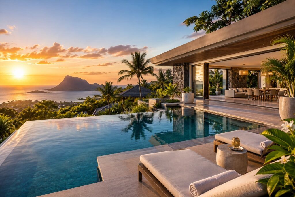 Luxusvilla auf Mauritius mit Infinity-Pool und Meerblick