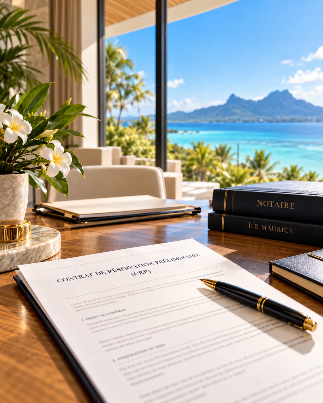 Reservierungsvertrag und notarielle Abwicklung beim Immobilienkauf auf Mauritius.